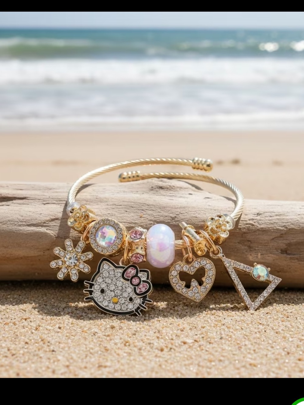 Sanrio “friendship “ Silver-Tone Hello Kitty Charm Bracelet with Pink Accents